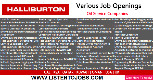Latest Job Vacancies in Halliburton @UAE,Saudi Arabia,Oman,USA,UK