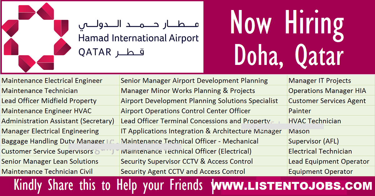 Huge Job Vacancies in Hamad International Airport@Qatar,UAE