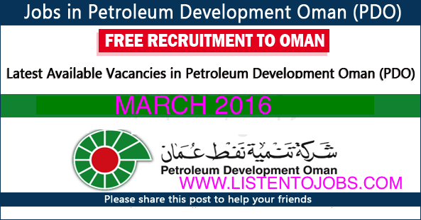 Huge Latest Job Vacancies in Petroleum Development Oman (PDO)@Oman