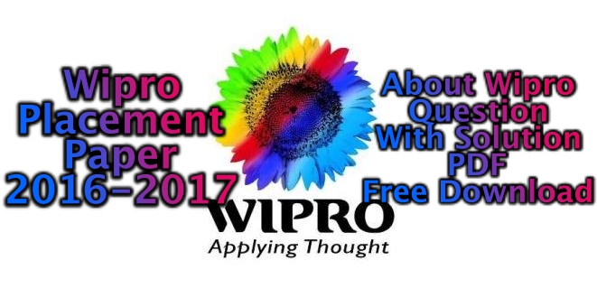 Wipro Placement Paper 2019-2020 |About Wipro |Question With Solution |PDF Free Download