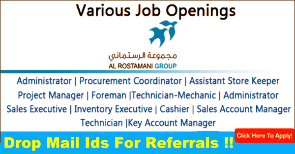 Latest Job Vacancies in The Al Rostamani Group| Any Graduate/ Any Degree / Diploma / ITI |Btech | MBA | +2 | Post Graduates | UAE