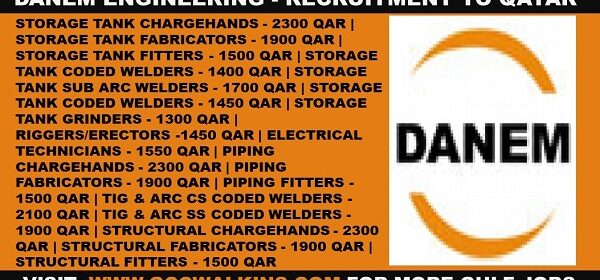 Danem Engineering Qatar Recruitment 2023| Any Graduate/ Any Degree / Diploma / ITI |Btech | MBA | +2 | Post Graduates | Any Nationality | Qatar