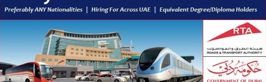 Latest Government Job Vacancies in Sharjah Road & Transport Authority| Any Graduate/ Any Degree / Diploma / ITI |Btech | MBA | +2 | Post Graduates| Sharjah |  Submit Your Resume